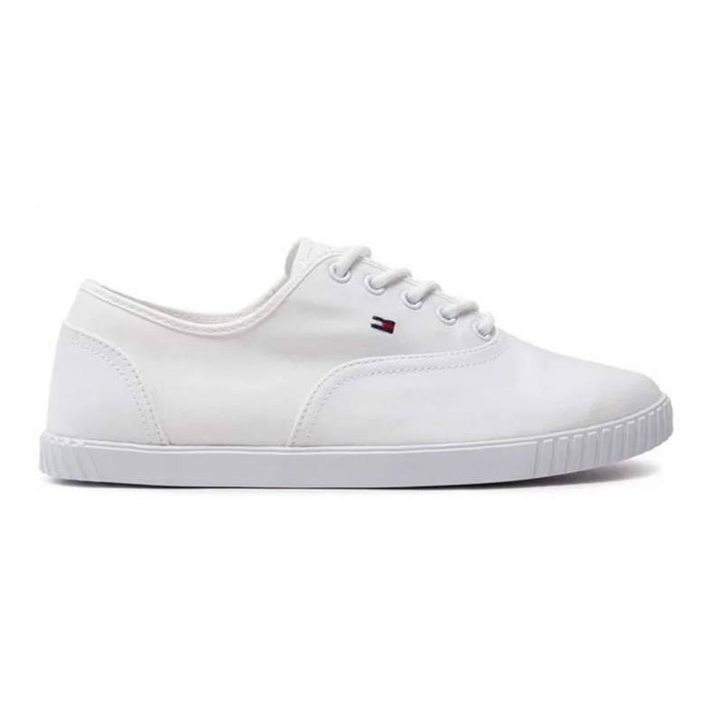Pantofort cu șireturi Tommy Hilfiger din pânză W FW0FW07805YBS alb