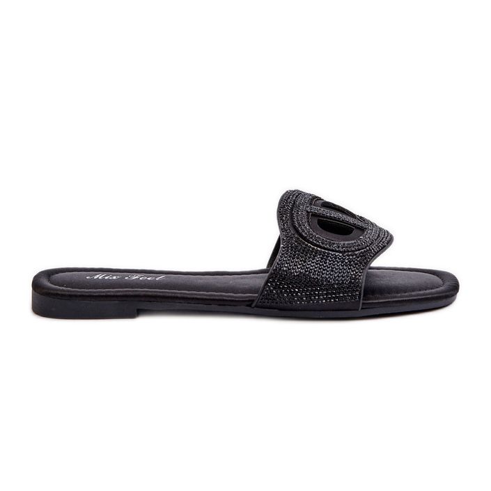 Flip-flops de damă Black Dimrose cu toc plat negru Flip-flops de damă Black Dimrose cu toc plat negru