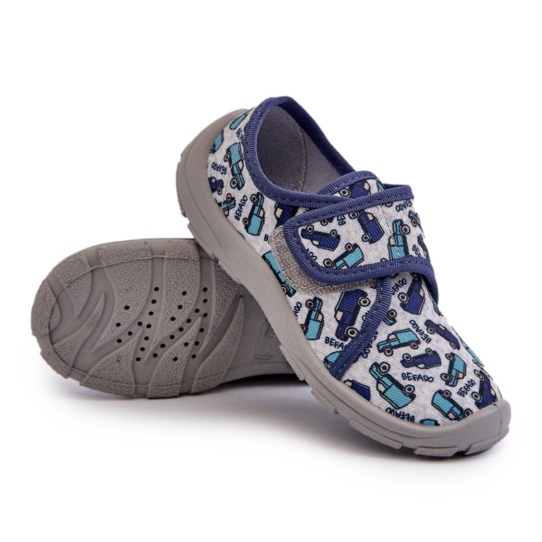 Papuci cu velcro pentru copii Befado 974X529 Gri-Albastru Marin