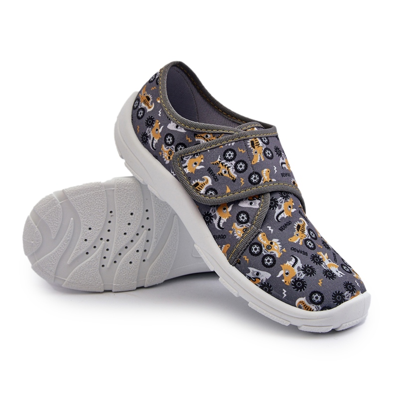 Papuci confortabili pentru baieti cu Velcro Befado 974Y552 Gri