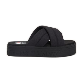 Sandale Tommy Hilfiger cu inscripții plate EN0EN02465BDS negru