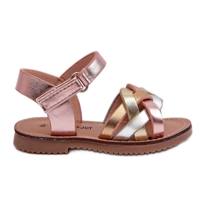 Sandale Copii Prinse Cu Velcro Cu Bretele Impletite Multicolore Dianttha roz