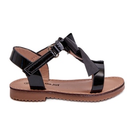 Sandale pentru copii din piele lacuita cu fundita Velcro, Joratia Neagra negru Sandale pentru copii din piele lacuita cu fundita Velcro, Joratia Neagra negru