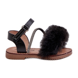 Sandale Copii Velcro Cu Blana, Rosavere Negru Sandale Copii Velcro Cu Blana, Rosavere Negru