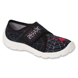 Papuci copii Befado 974X565 negri cu aplicatie paianjen negru