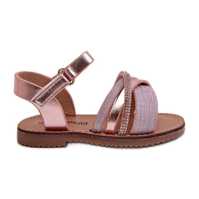 Sandale cu velcro strălucitoare pentru copii, Delphina roz