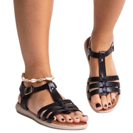 Sandale negre din piele ecologică Grimalda negru Sandale negre din piele ecologică Grimalda negru