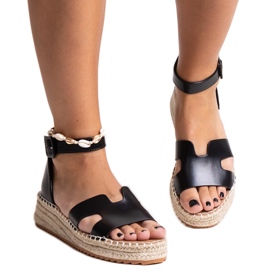 Sandale Laurencia negre cu pană negru Sandale Laurencia negre cu pană negru