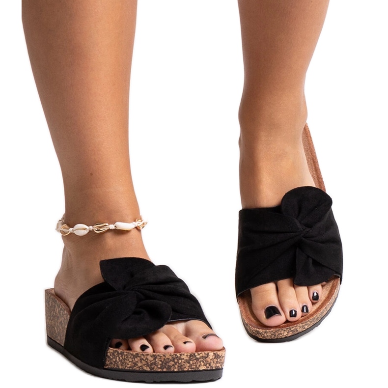 Papuci negri cu pană Ghaza din plută negru Papuci negri cu pană Ghaza din plută negru