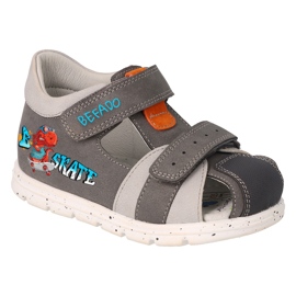 Sandale copii Befado, inserție din piele cu Velcro, 170X087, gri