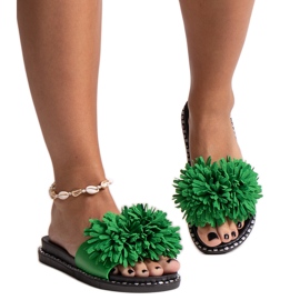 Flip-flops verzi cu flori de la Levina verde Flip-flops verzi cu flori de la Levina verde