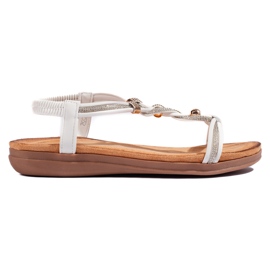 Sandale albe de damă cu slip-on Sandale albe de damă cu slip-on