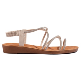 Sandale slip-on bej cu strasuri Sandale slip-on bej cu strasuri