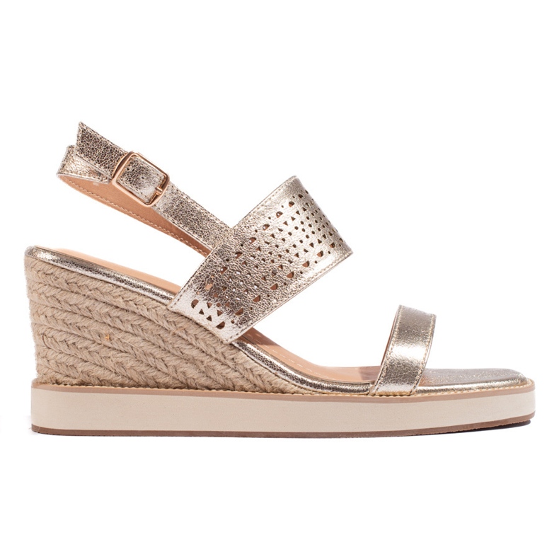 Sandale cu pană de damă aurii de aur Sandale cu pană de damă aurii de aur