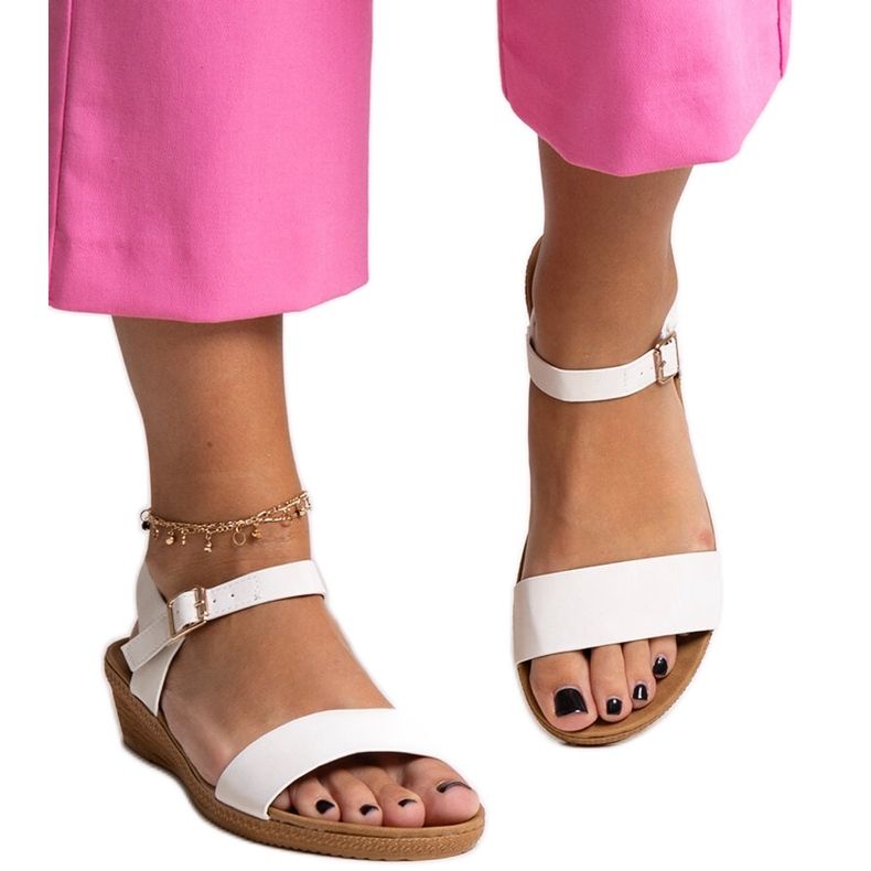 Sandale albe din piele ecologica Makdaka Sandale albe din piele ecologica Makdaka