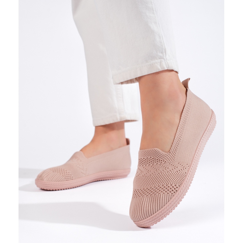 Slip-on din țesătură roz pentru femei