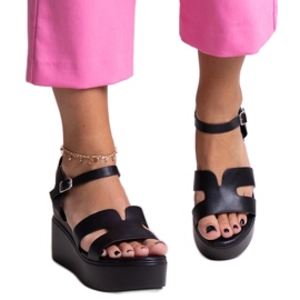 Sandale negre Reema cu pană negru Sandale negre Reema cu pană negru