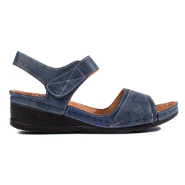 Sandale de dama albastre cu velcro albastru