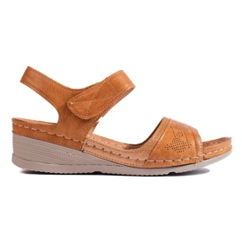 Sandale de dama camel cu velcro maro Sandale de dama camel cu velcro maro