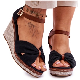 Sandale cu pană de damă negre negru