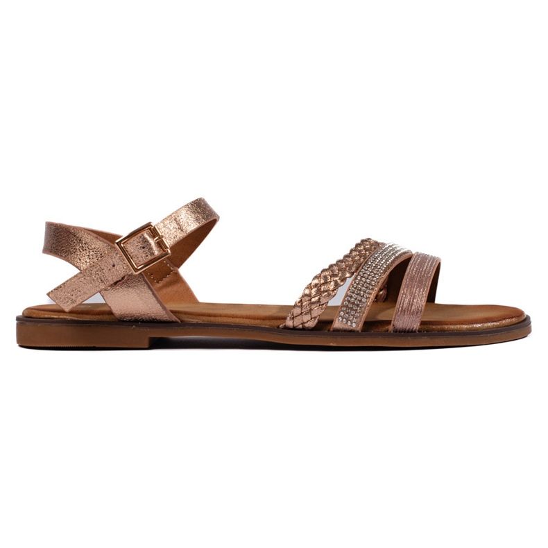 Sandale plate de damă aurii de aur