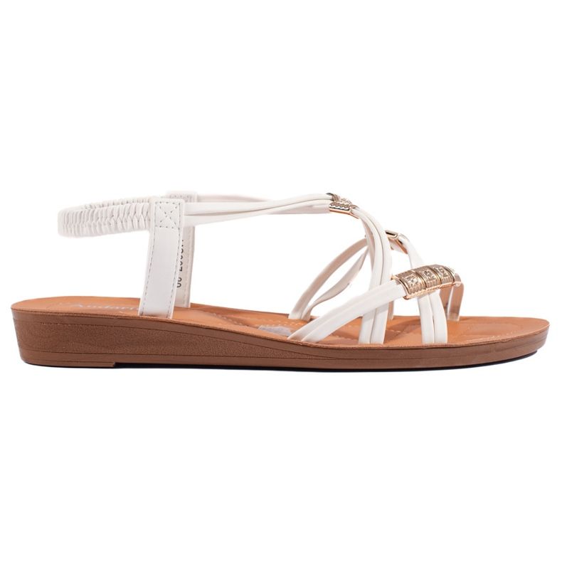 Sandale albe slip-on cu bretele împletite