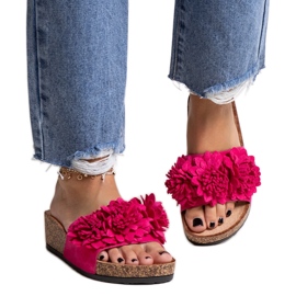 Flip-flops roz cu flori pe platforma Apolonia Flip-flops roz cu flori pe platforma Apolonia