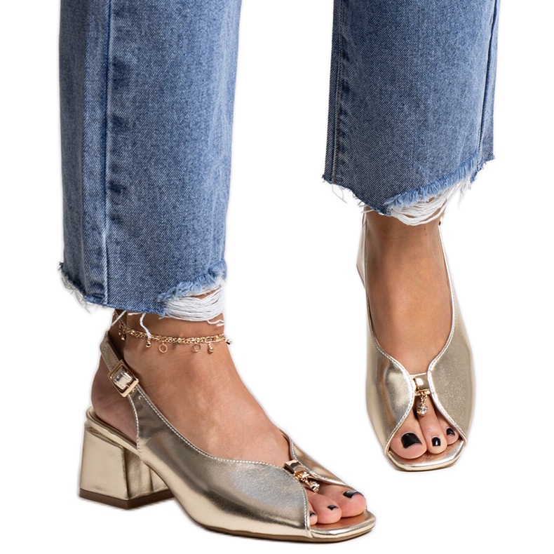 Sandale bloc Ayat aurii de aur