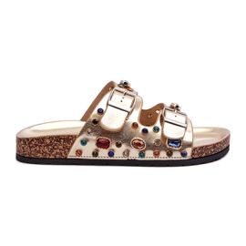 Șlapi Decorați De Damă Cu Catarame S.Barski MY121 Aur de aur