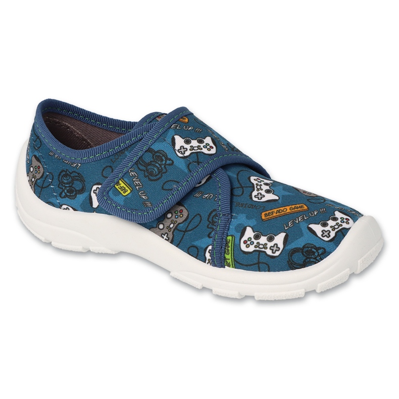 Papuci copii Befado cu Velcro 974Y567 bleumarin albastru