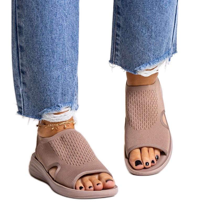 Sandale maro cu platformă de la Rawia