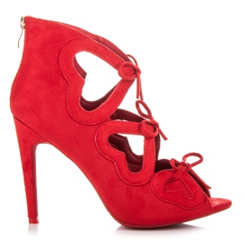 Vices Sandale damă cu șireturi roșu
