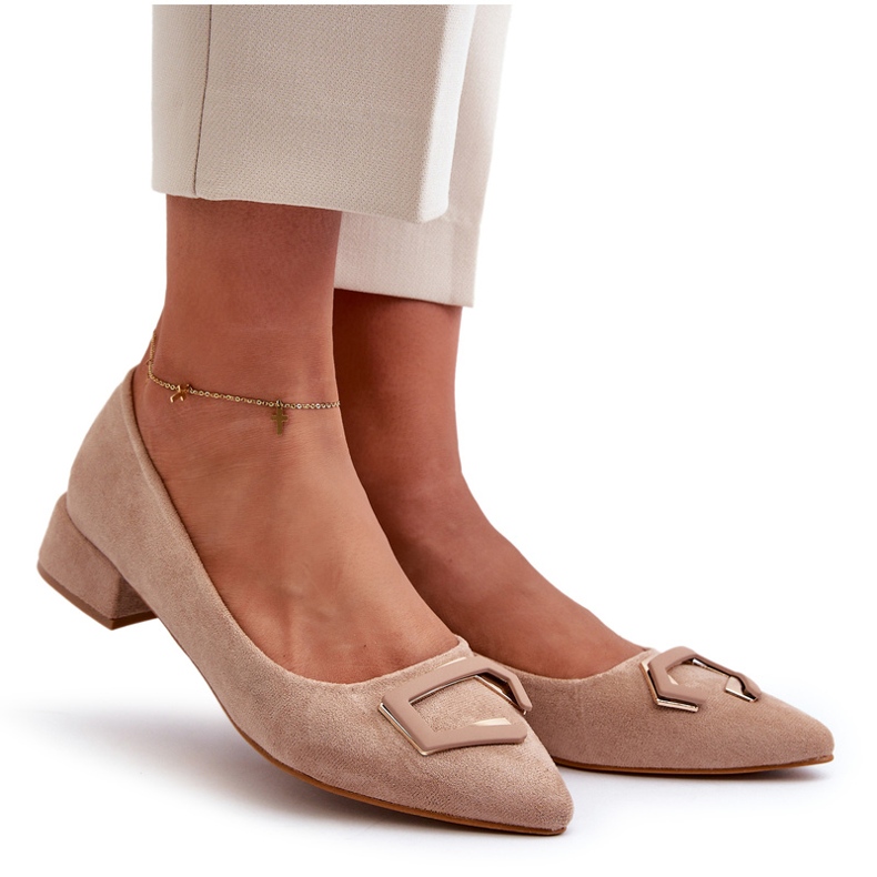 Pompe Toc Jos Cu Decorat Eco Suede S.Barski KV27-034 Bej