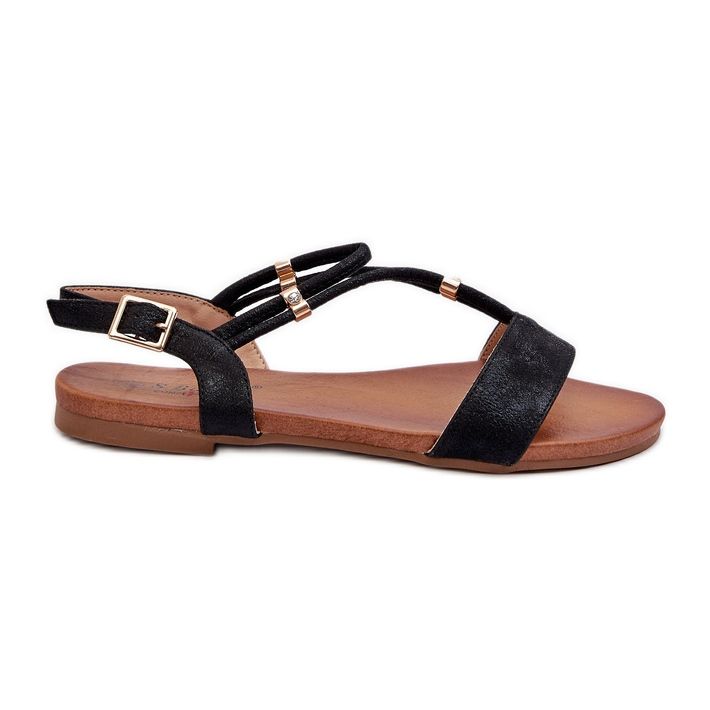 Sandale Plate Damă Cu Bretele S.Barski KV27-010 Negru