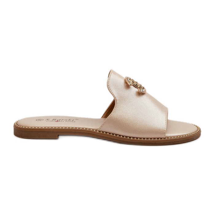 Flip-flops de damă eleganti, strălucitori, cu decor S.Barski KV27-050 Aur de aur