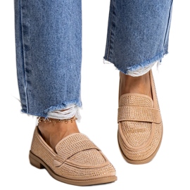 Mocasini maro cu strasuri de la Mogha bej