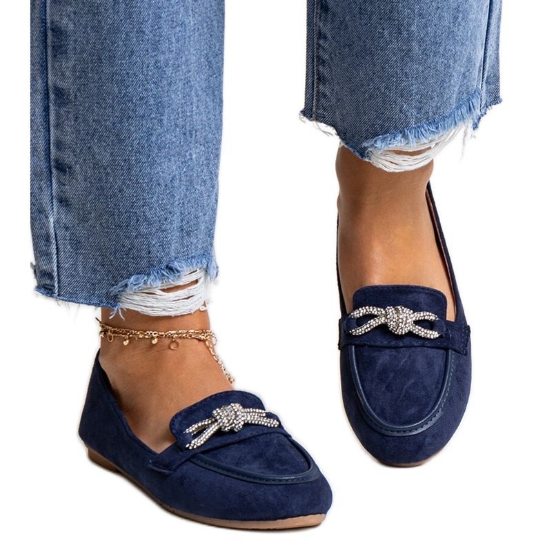 Mocasini bleumarin cu decor Jabira lucios albastru