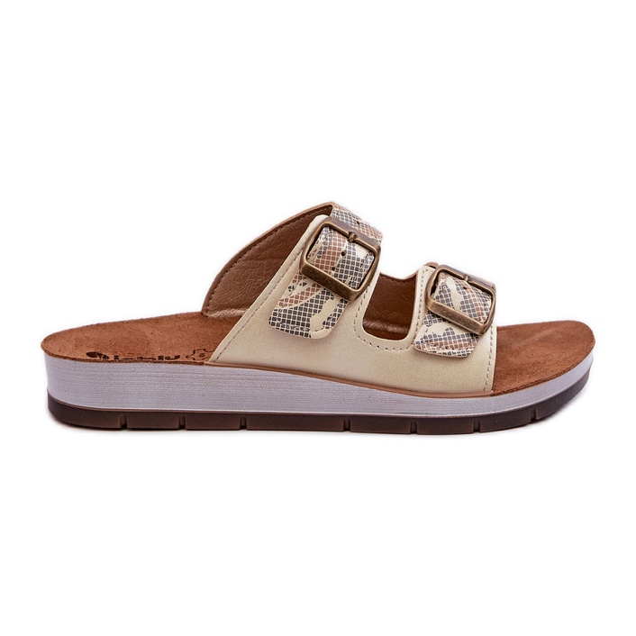 Flip-flops de damă confortabili cu catarame Inblu CP000045 Aur de aur Flip-flops de damă confortabili cu catarame Inblu CP000045 Aur de aur