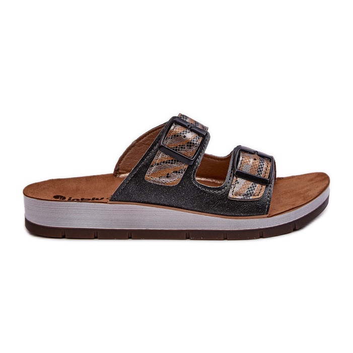 Slapi Confortabile Damă Cu Catarame Inblu CP000045 Negru