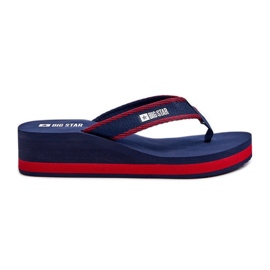 Flip-flops cu pană pentru damă Big Star NN274A725 bleumarin albastru