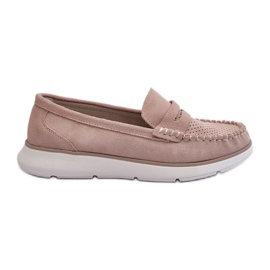 Sergio Leone SP012 Mocasini de piele intoarsa bej pe platforma