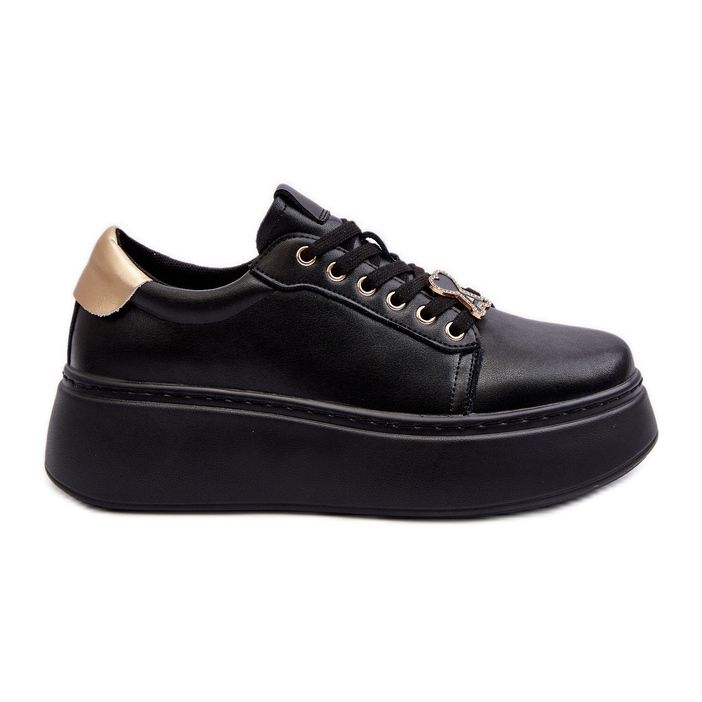 Pantofi de damă din piele pe platformă Negru Vinceza 66700