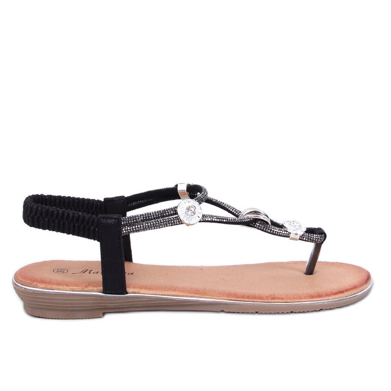 Sandale decorate cu zirconi Loties Black negru