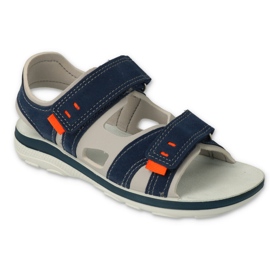 Sandale copii Befado cu velcro, inserție din piele 066X103, bleumarin albastru
