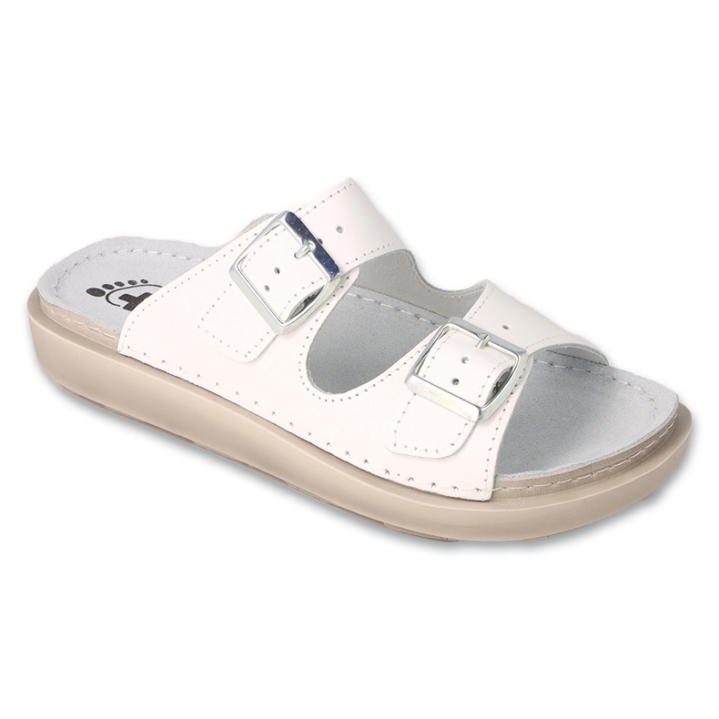Şlapi de damă Dr.ORTO Befado 179D001 alb cu inserţie din piele