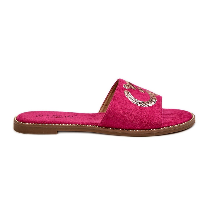 Flip Flops Damă Plati Cu Paiete S.Barski KV27-052 Fucsia roz