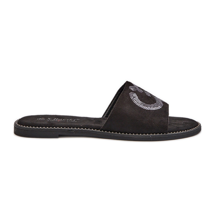 Flip Flops Damă Plati Cu Paiete S.Barski KV27-052 Negru