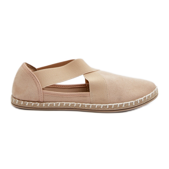 Espadrile Bej De Damă Eco Suede Cu Bretele Elastice Phaedrana