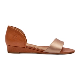 Sandale din piele Maciejka 1971-68 Maro și Aur de aur