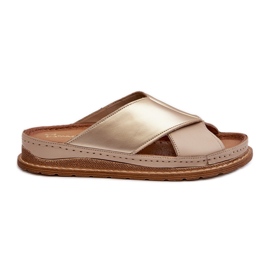 Flip-flops din piele Maciejka 04986-04 Aur-Bej